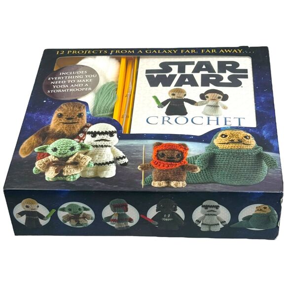 Star Wars Crochet Kit Yoda and Stormtrooper Materials With Book (New Open Box) - Picture 2 of 9